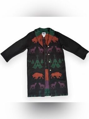 Wooded River Patterned Wool Blend Coat